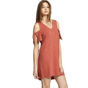 SANCTUARY Women's Lakeside T-Shirt Dress NWT Terracotta Size Small Cold Shoulder